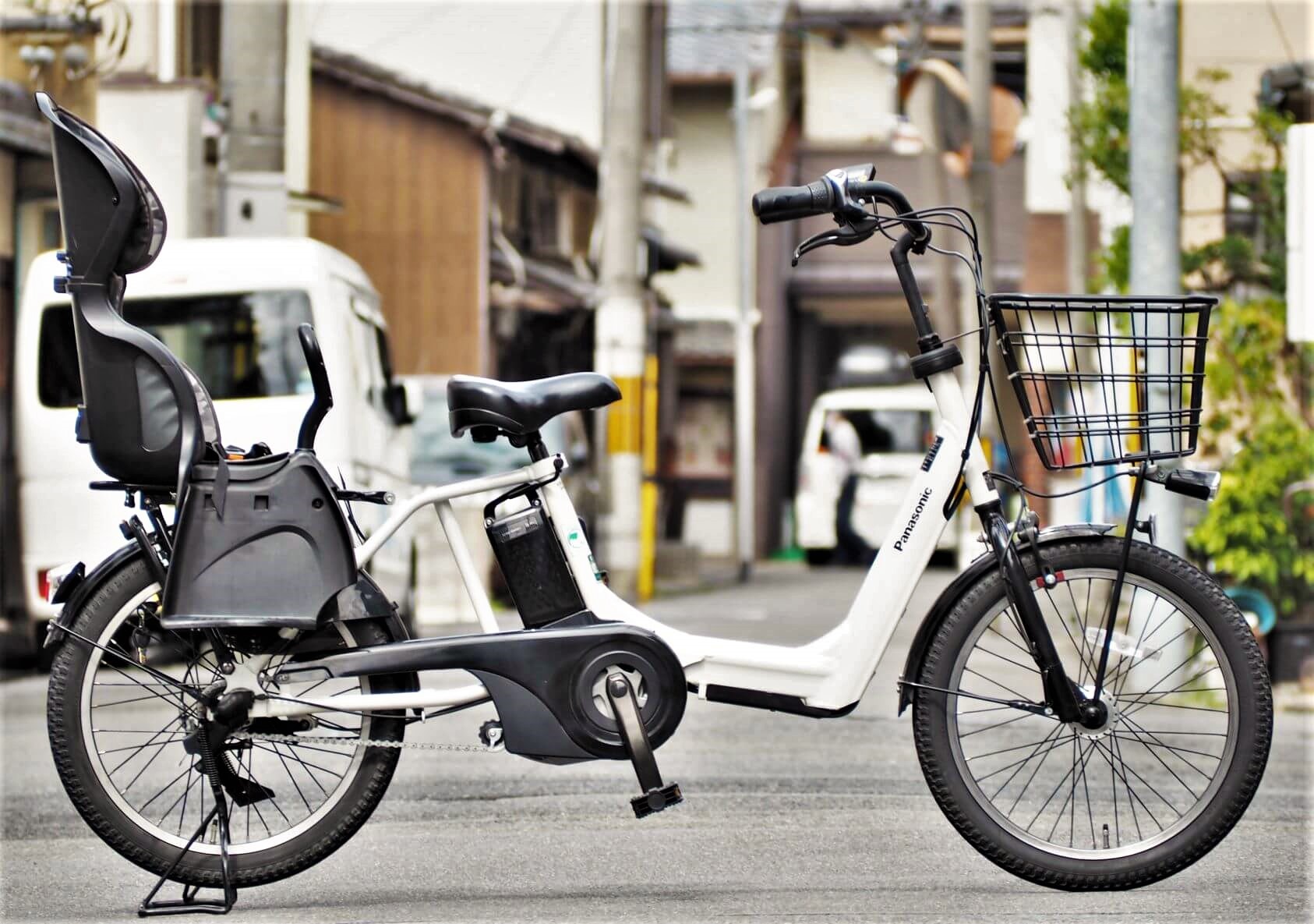 中古子供乗せ電動自転車 お子さんの保育園の送り迎えの強い味方 スタリッシュで乗りやすいpanasonic パナソニック ギュット アニーズの中古車が整備出来ました 京都の中古自転車 新車販売 サイクルショップ エイリン